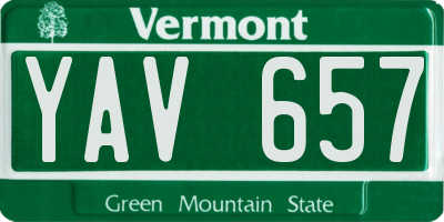 VT license plate YAV657