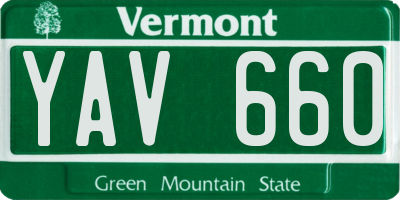 VT license plate YAV660