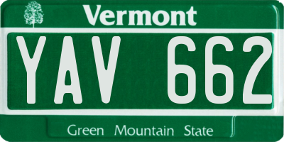 VT license plate YAV662