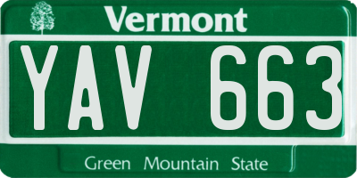 VT license plate YAV663