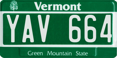 VT license plate YAV664