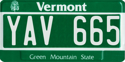 VT license plate YAV665