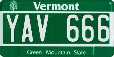 VT license plate YAV666