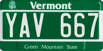 VT license plate YAV667