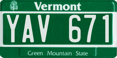 VT license plate YAV671