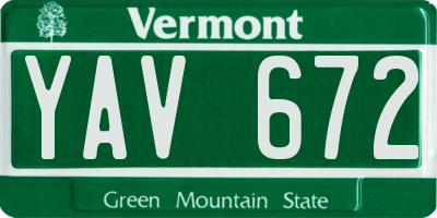 VT license plate YAV672