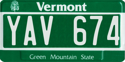 VT license plate YAV674