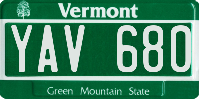 VT license plate YAV680