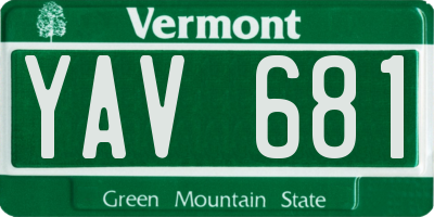 VT license plate YAV681