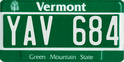 VT license plate YAV684