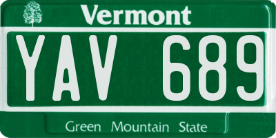 VT license plate YAV689
