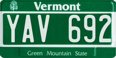 VT license plate YAV692
