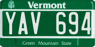VT license plate YAV694
