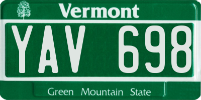 VT license plate YAV698