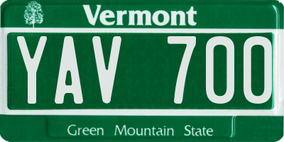 VT license plate YAV700