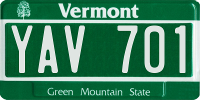 VT license plate YAV701