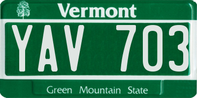 VT license plate YAV703