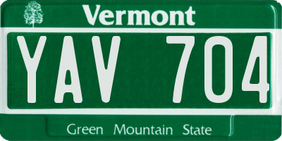 VT license plate YAV704