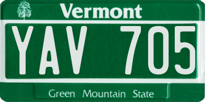 VT license plate YAV705