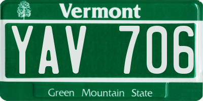 VT license plate YAV706