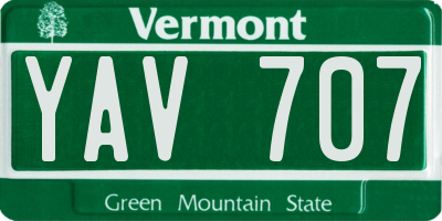 VT license plate YAV707