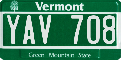VT license plate YAV708