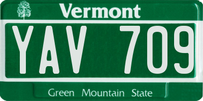 VT license plate YAV709