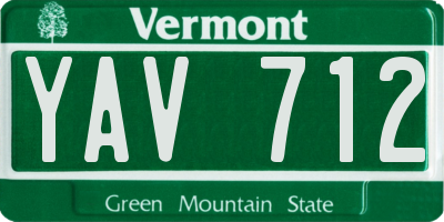 VT license plate YAV712