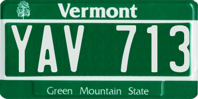 VT license plate YAV713