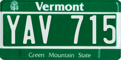 VT license plate YAV715