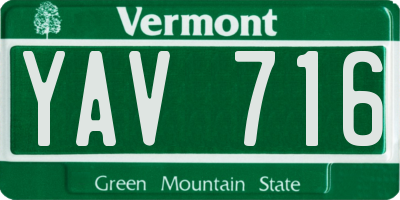 VT license plate YAV716