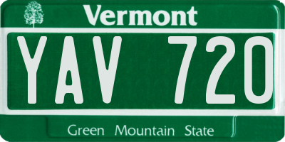 VT license plate YAV720