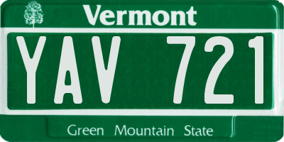 VT license plate YAV721