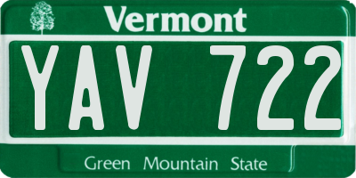 VT license plate YAV722