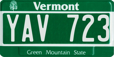 VT license plate YAV723