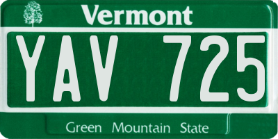 VT license plate YAV725