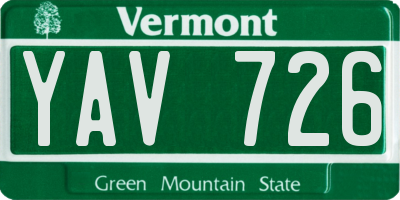 VT license plate YAV726