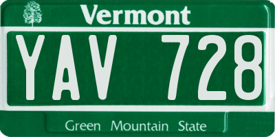 VT license plate YAV728