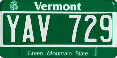 VT license plate YAV729