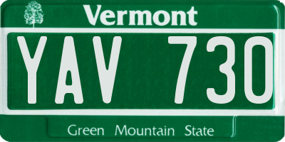VT license plate YAV730