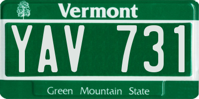 VT license plate YAV731