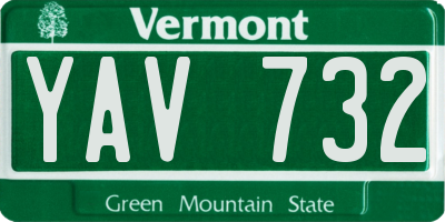 VT license plate YAV732