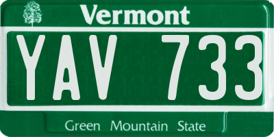 VT license plate YAV733