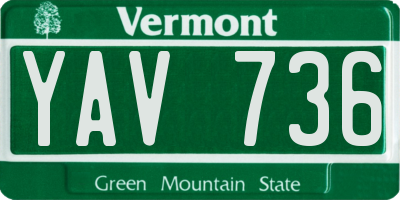 VT license plate YAV736
