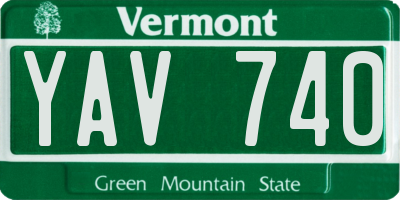 VT license plate YAV740
