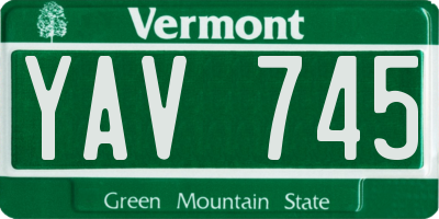 VT license plate YAV745