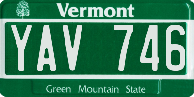 VT license plate YAV746