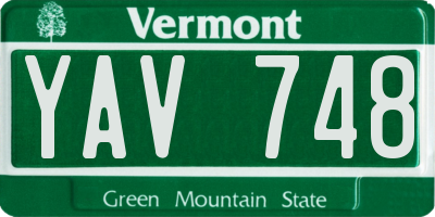 VT license plate YAV748