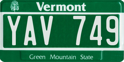 VT license plate YAV749