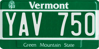 VT license plate YAV750